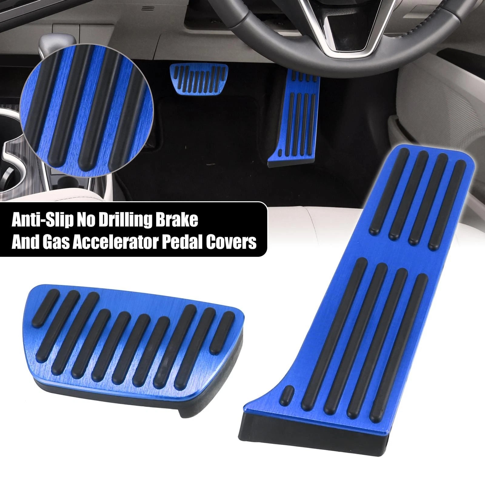Anti Slip Brake and Gas Accelerator Pedal Pad Kit for Toyota Blue 