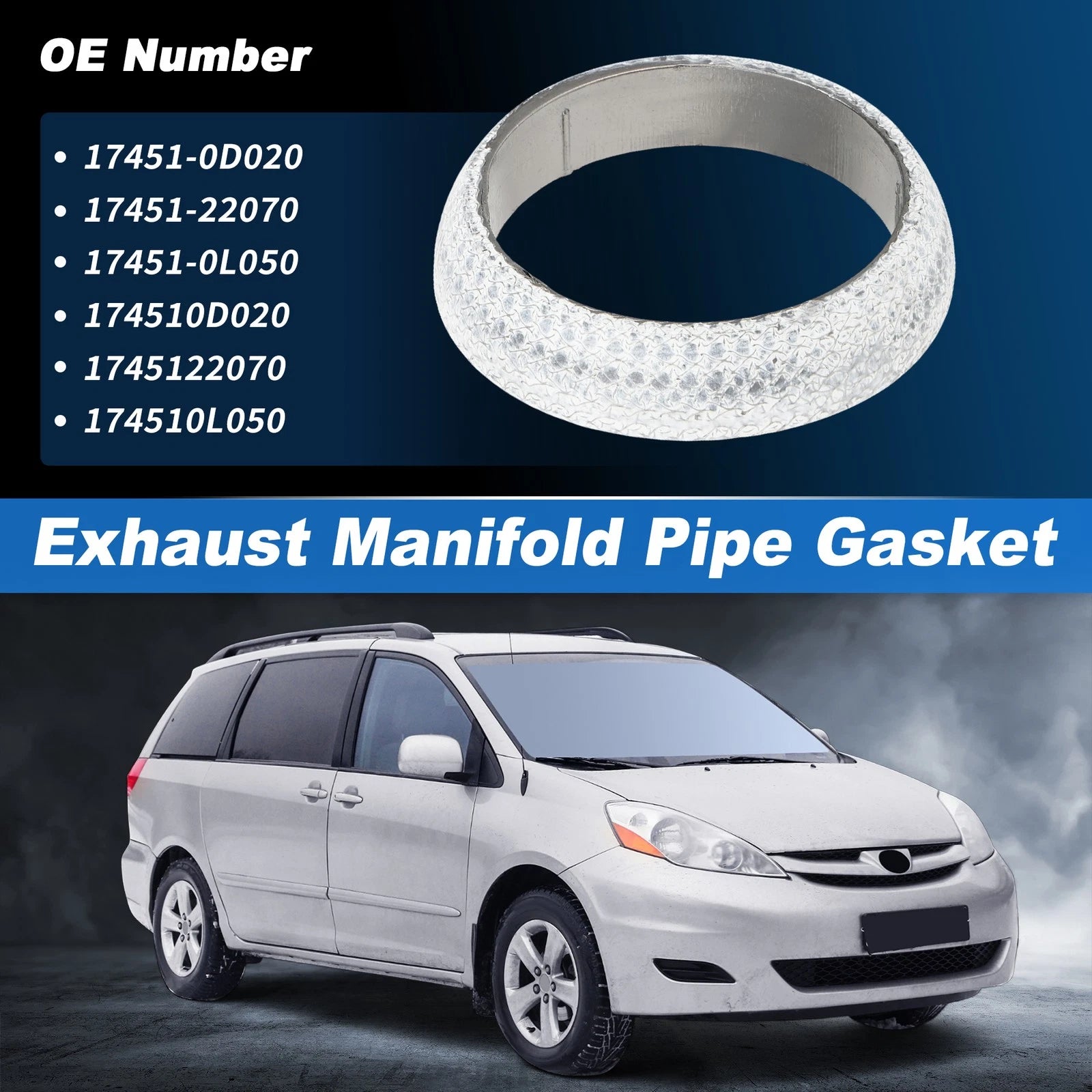 Exhaust Pipe Flange Gasket for Toyota Tacoma Sienna Highlander (No. 17451-0D020)