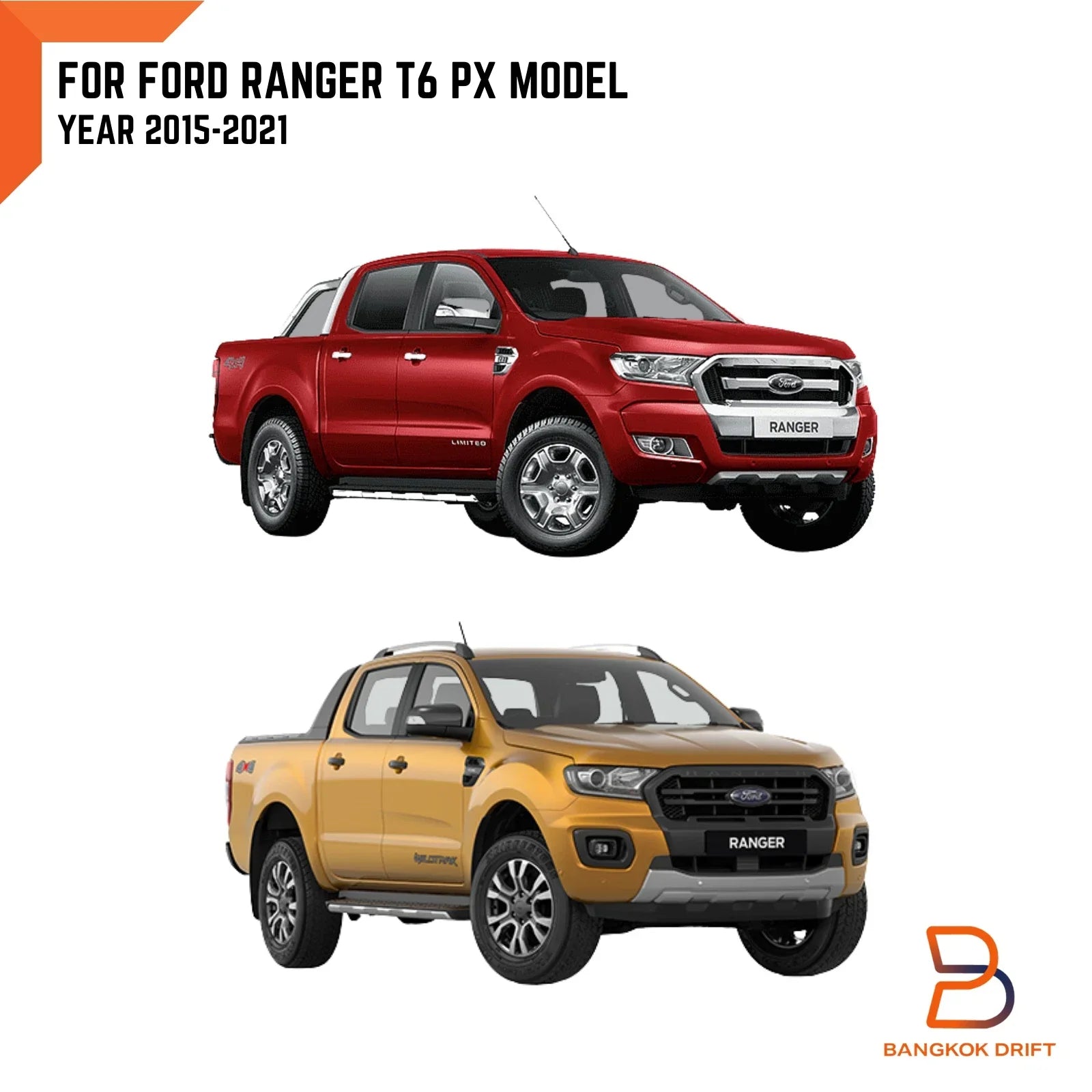 Matte Black LED Headlight Lamp Cover Trim for Ford Ranger Ute T6, Everest (15-21)