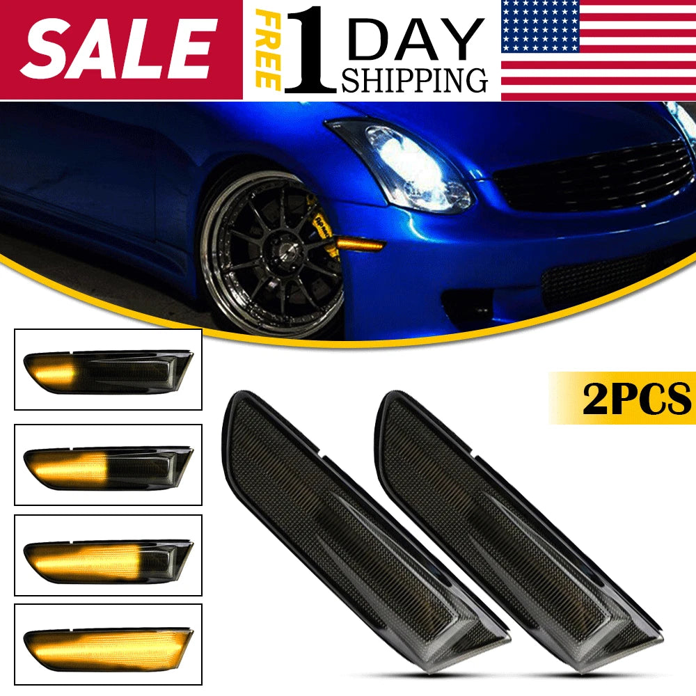 Smoked Lens Bumper Side Marker Lights for Infiniti G35 Coupe (2003–2007)