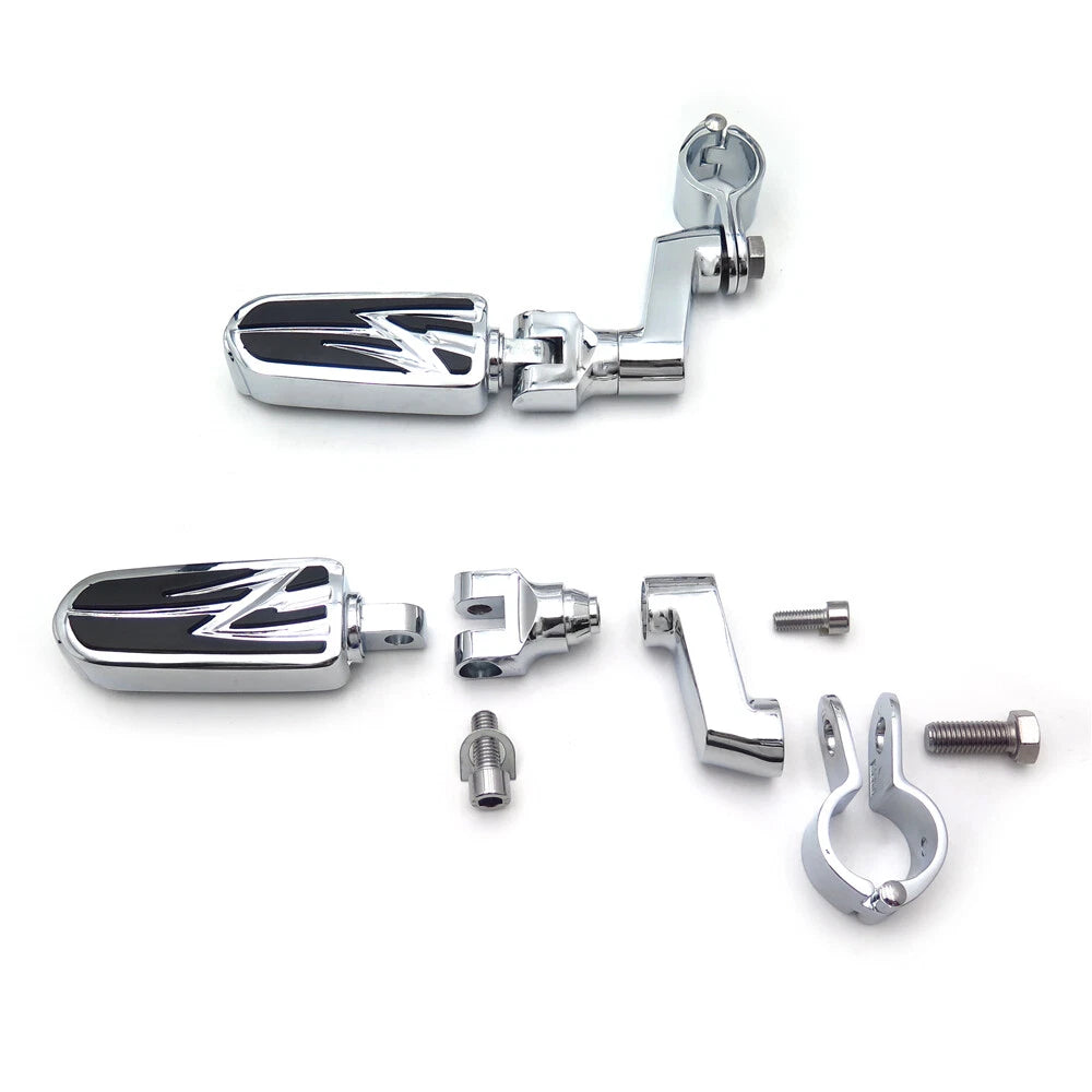 1.25" Highway Radical Flame Foot Peg Clamps for Harley Sportster 883/1340 (1986–2023)