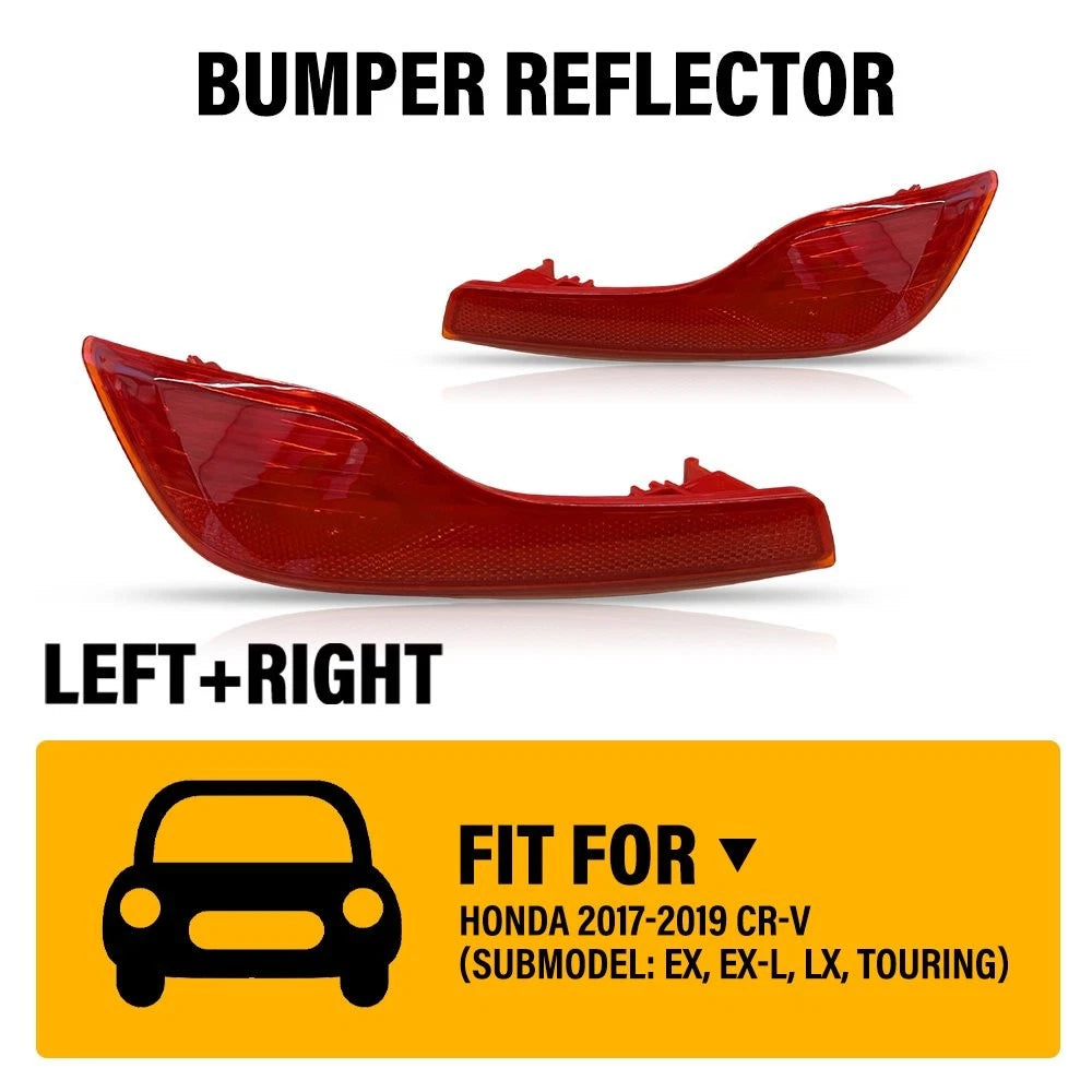 2X Red Rear Bumper Reflector for Honda CR-V (2017–2019)