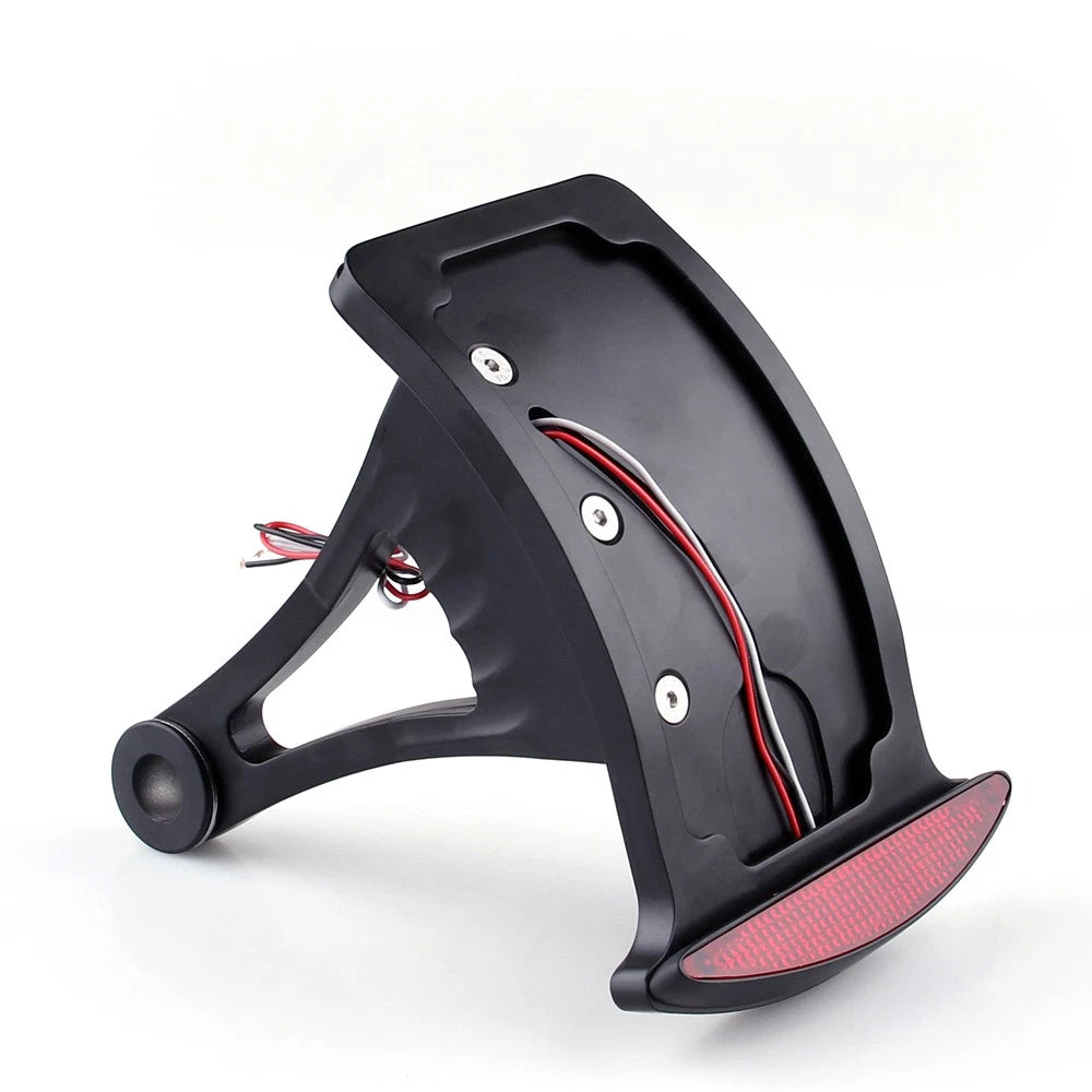 Side Axle Mount License Plate Bracket for Harley (LED, Black Billet)