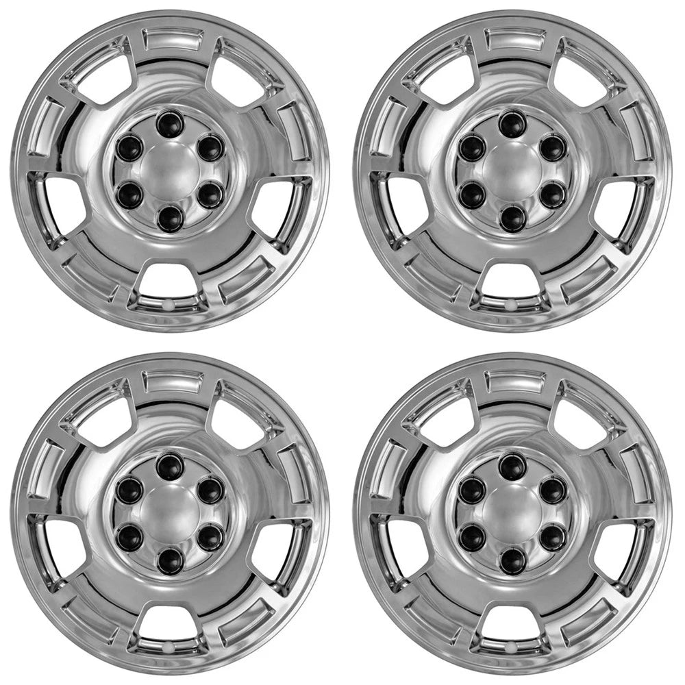 4 17" 6 Lug CHROME Wheel Skins Hub Caps Full Covers for Silverado Tahoe Suburban