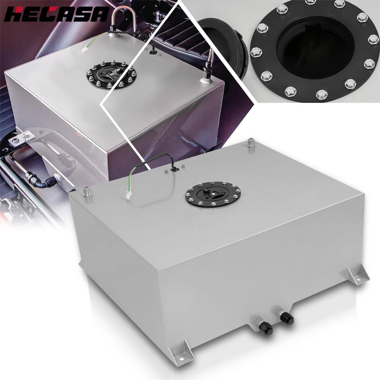 20 Gallon Aluminum Polished Fuel Cell Tank with Level Sender for Race Cars