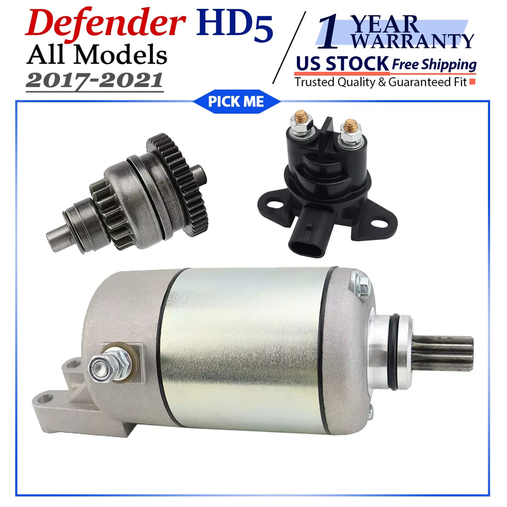Starter Motor for Can-Am Defender HD5 (2017–2021) with Bendix & Relay