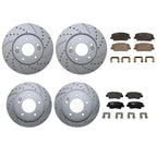 Front Rear Brake Kit Drilled Rotors TRW Pro Low-Met Pads for Veloster Forte5 (2012–2019)