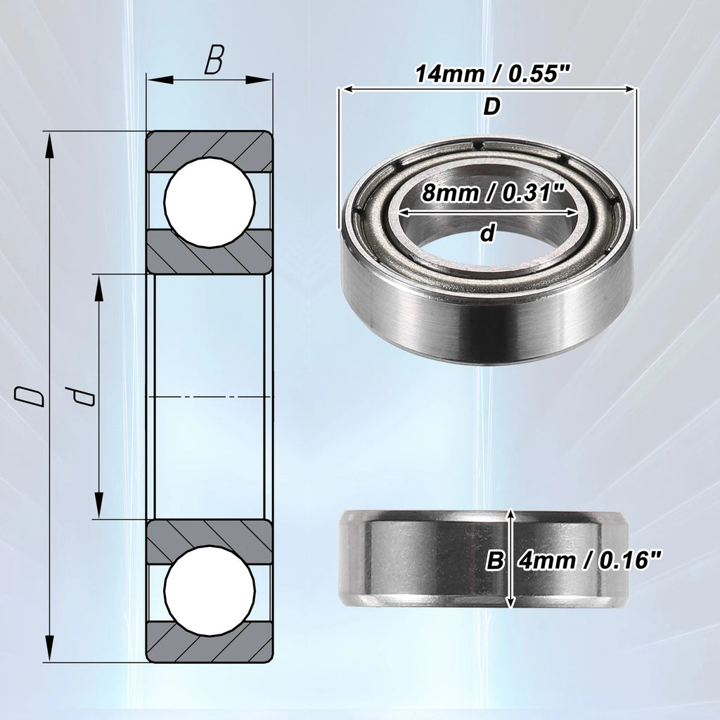 20 Pcs MR148ZZ Deep Groove Ball Bearings for Cars (8x14x4mm)