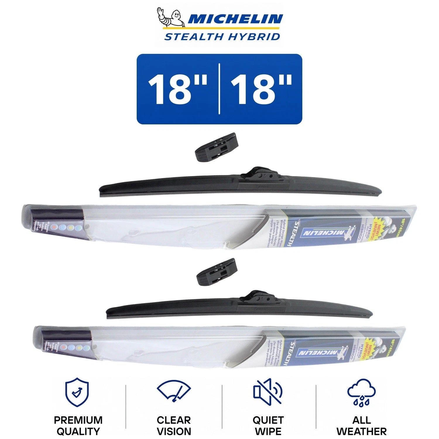 Set of 2 Michelin Stealth Hybrid Wiper Blades for Lexus (1996–1997)