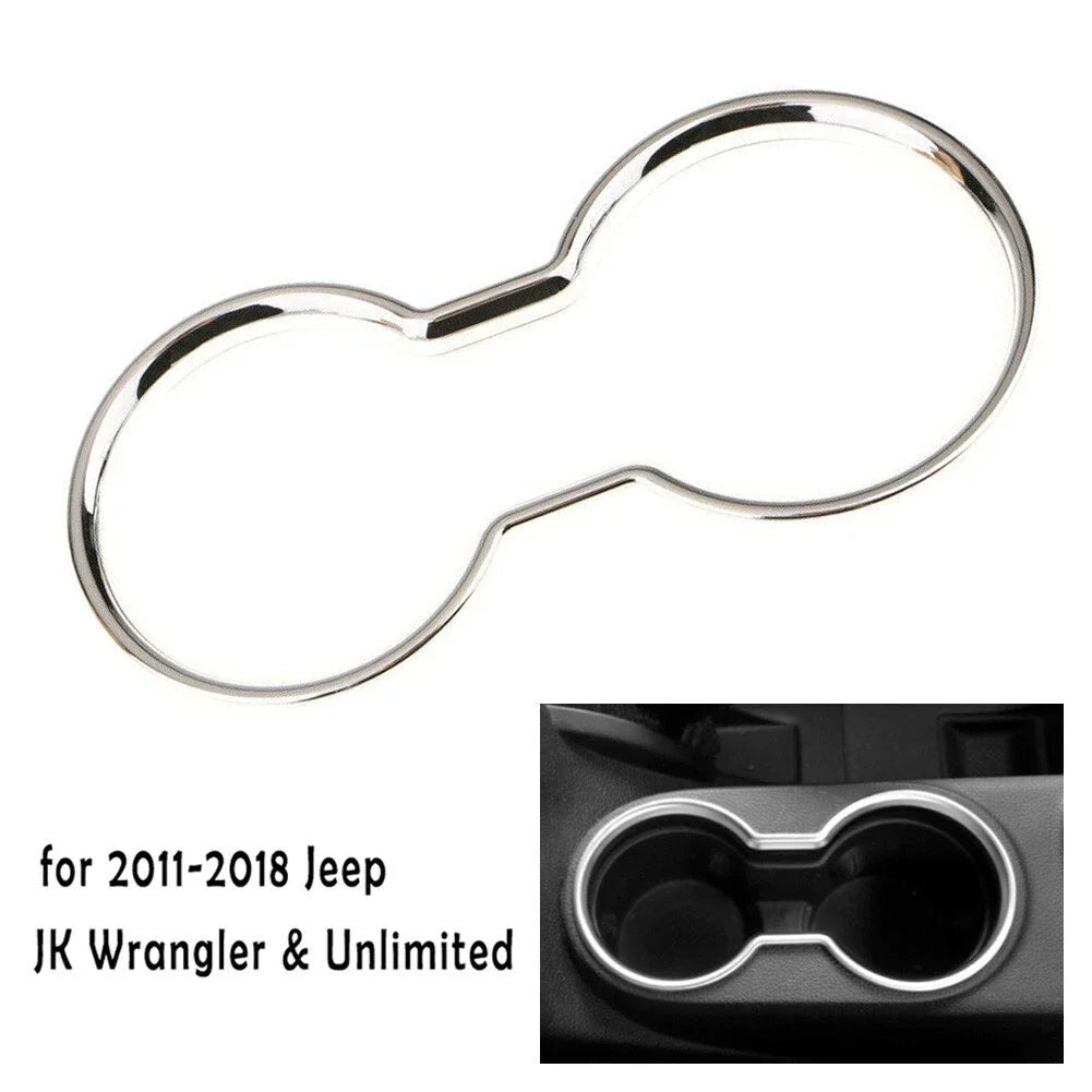 Cup Holder Cover Trim Silver Water Center Chrome Console for Jeep JK (2007���2018)