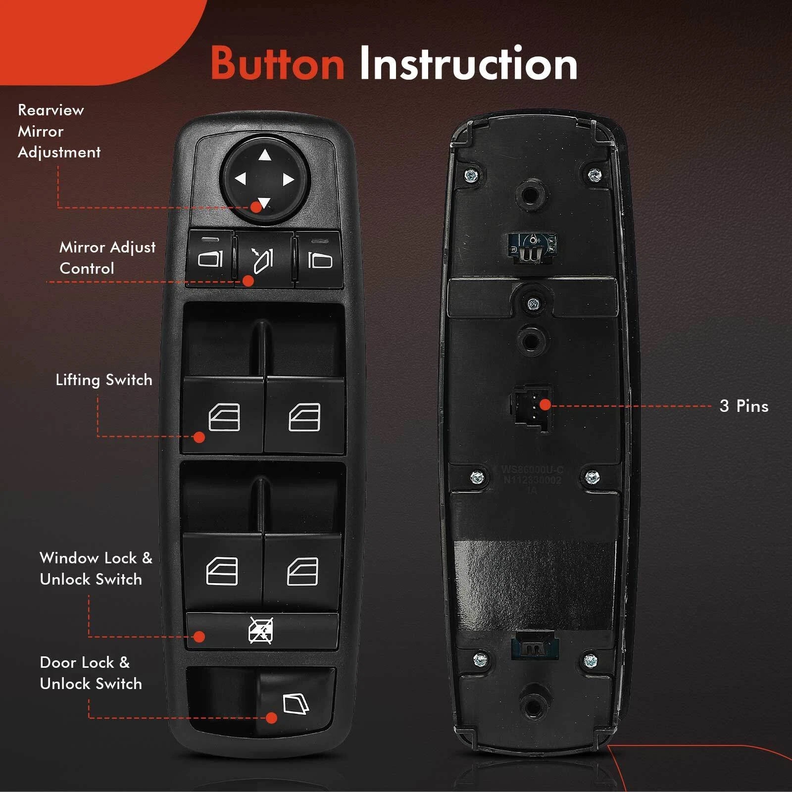 Front Left Power Window Switch for Mercedes-Benz GL320 GL450 R320 (2009)