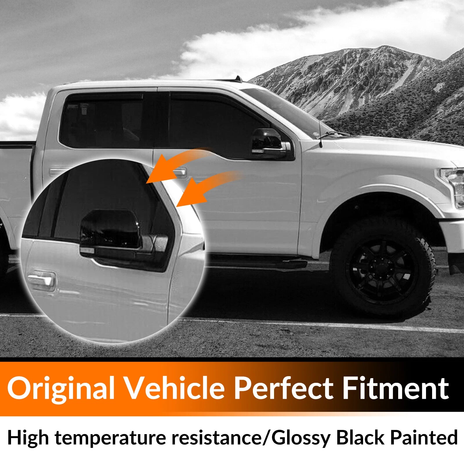Mirror Covers for Ford F150 F-150 (2015–2020) Glossy Black