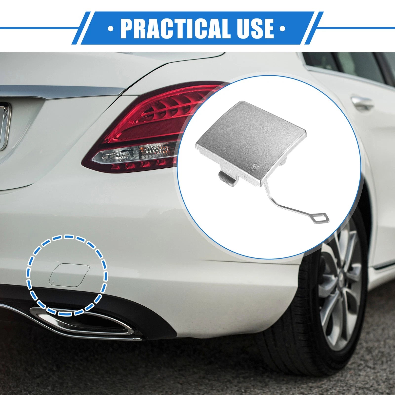 Rear Bumper Tow Hook Eye Hole Cover for Mercedes-Benz R350 (2011–2012) Silver Tone