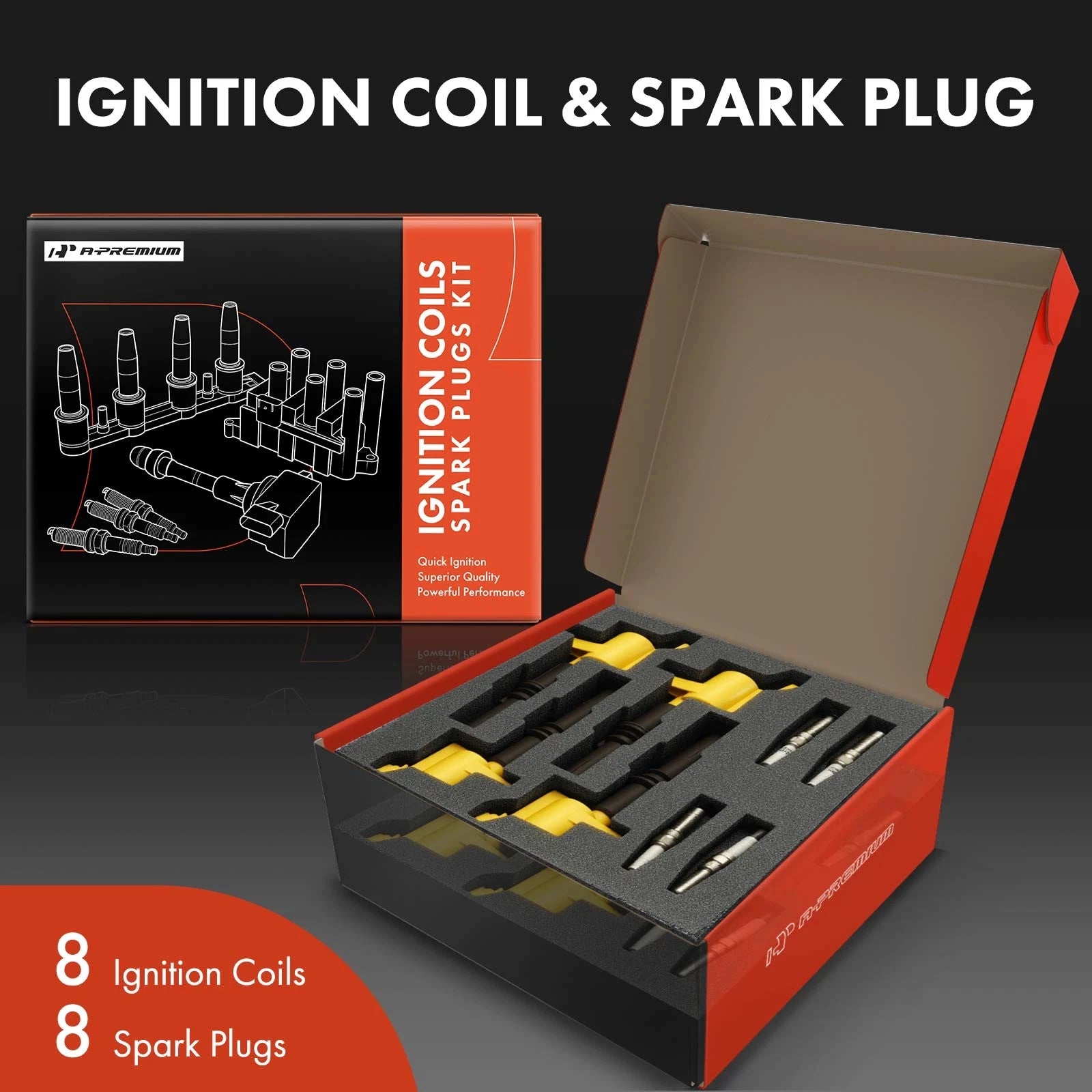 Set of 8 Ignition Coils & Iridium Spark Plugs for Ford F-150 F-350 (2008–2010)