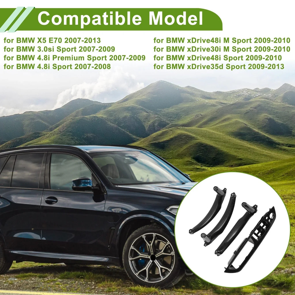 Door Panel Handle Trim Cover for BMW X5 E70 (2007 - 2013) Carbon Fiber Black