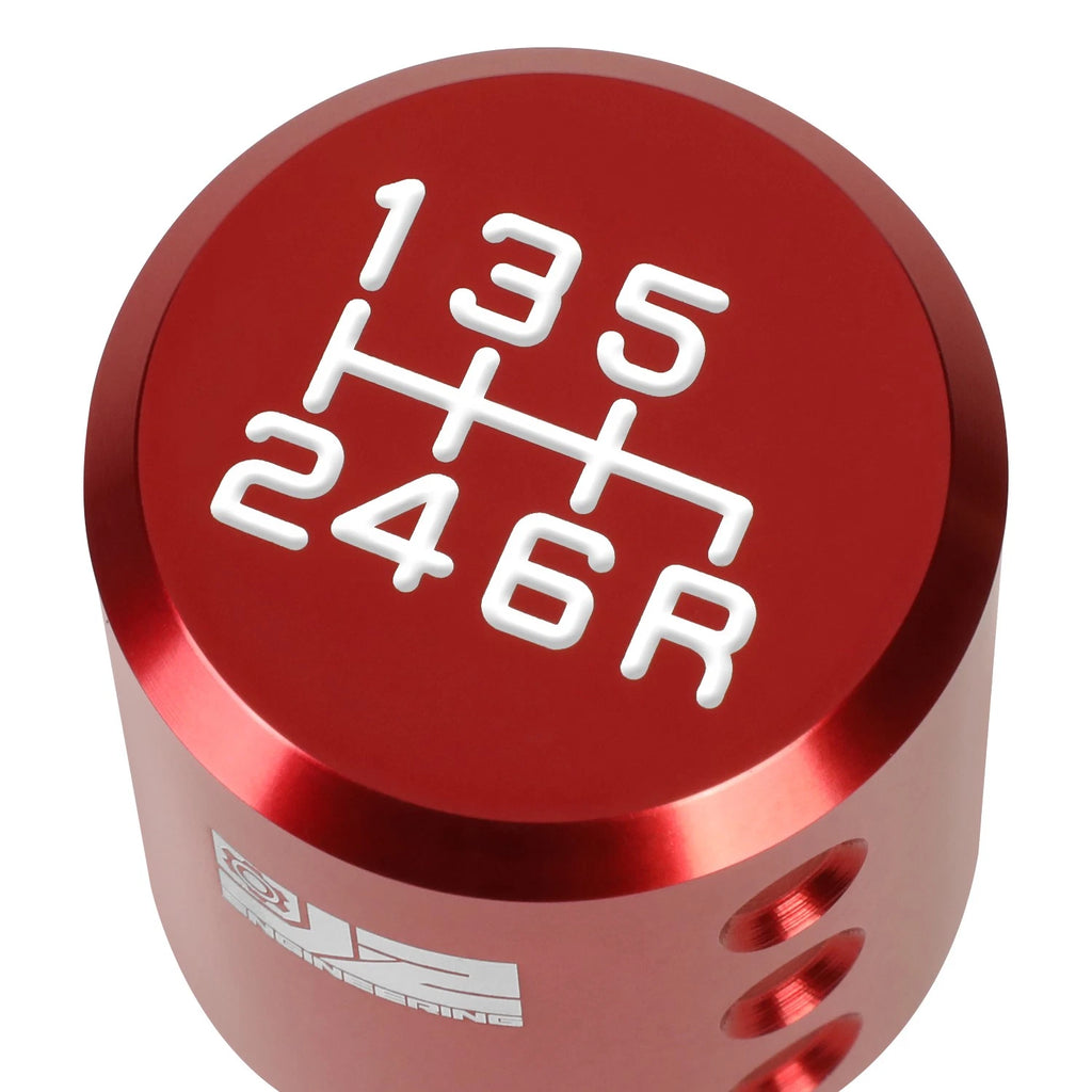 Shift Knob for Universal Fit (J2) - Aluminum Cylindrical Red with Adapters