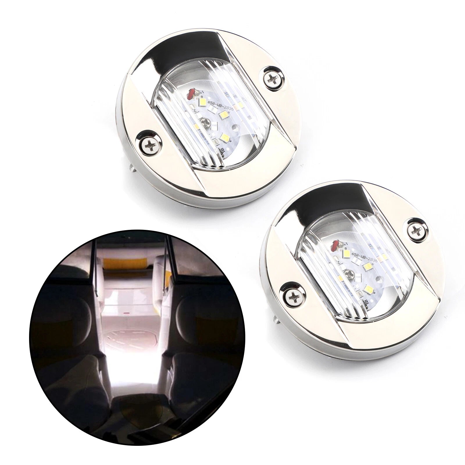2X 12V Marine Blue Underwater LED Light for Boat (316 Stainless)