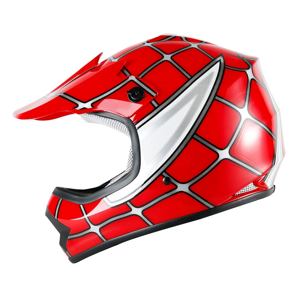Youth Motocross Helmet for Kids (DOT Approved) Red Spider Net Off-Road