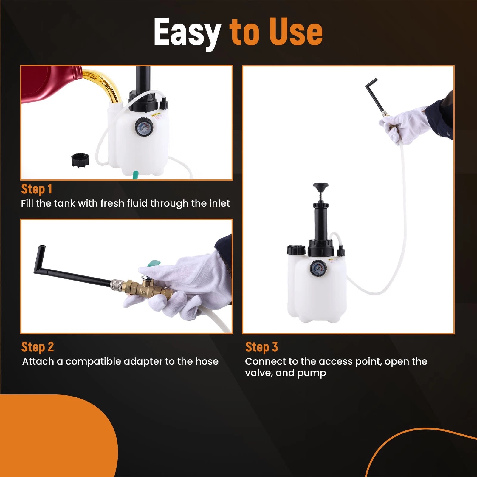 Manual Transmission Oil Filling System Fluid Pump Tool for 3L Set (8 Adapters)