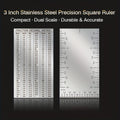 3 Inch Square Ruler Dual Scale for Imperial and Metric Measurement
