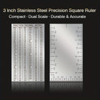 3 Inch Square Ruler Dual Scale for Imperial and Metric Measurement