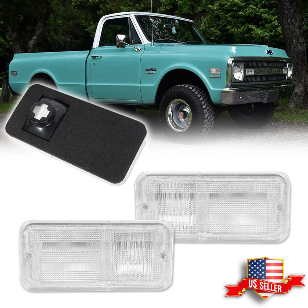 2X Clear Front/Rear Side Marker Lights for Chevrolet GMC C/K Trucks (1968–1972)