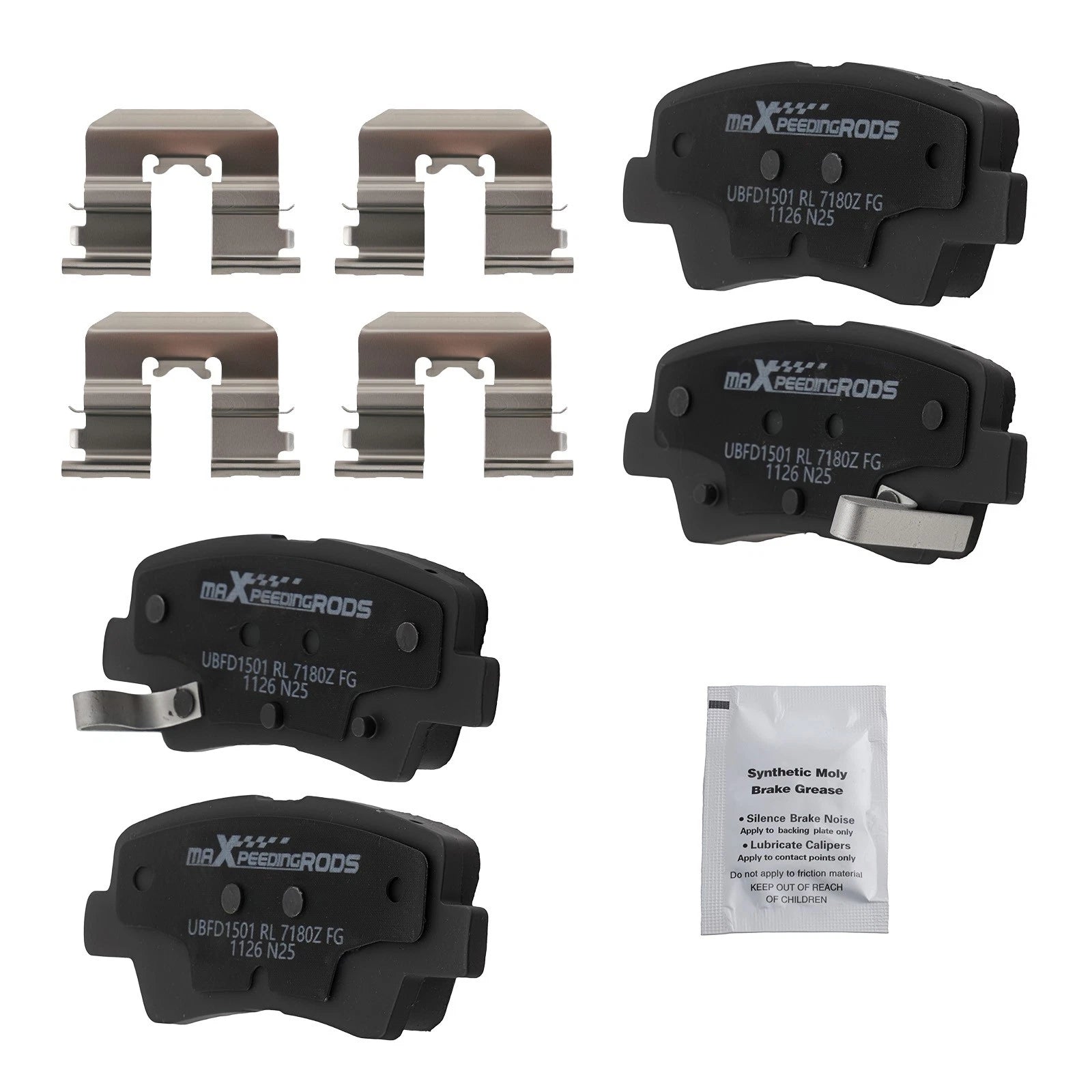 Set of 4 Rear Ceramic Brake Pads for Kia Forte5/Optima (2014–2018) D1544