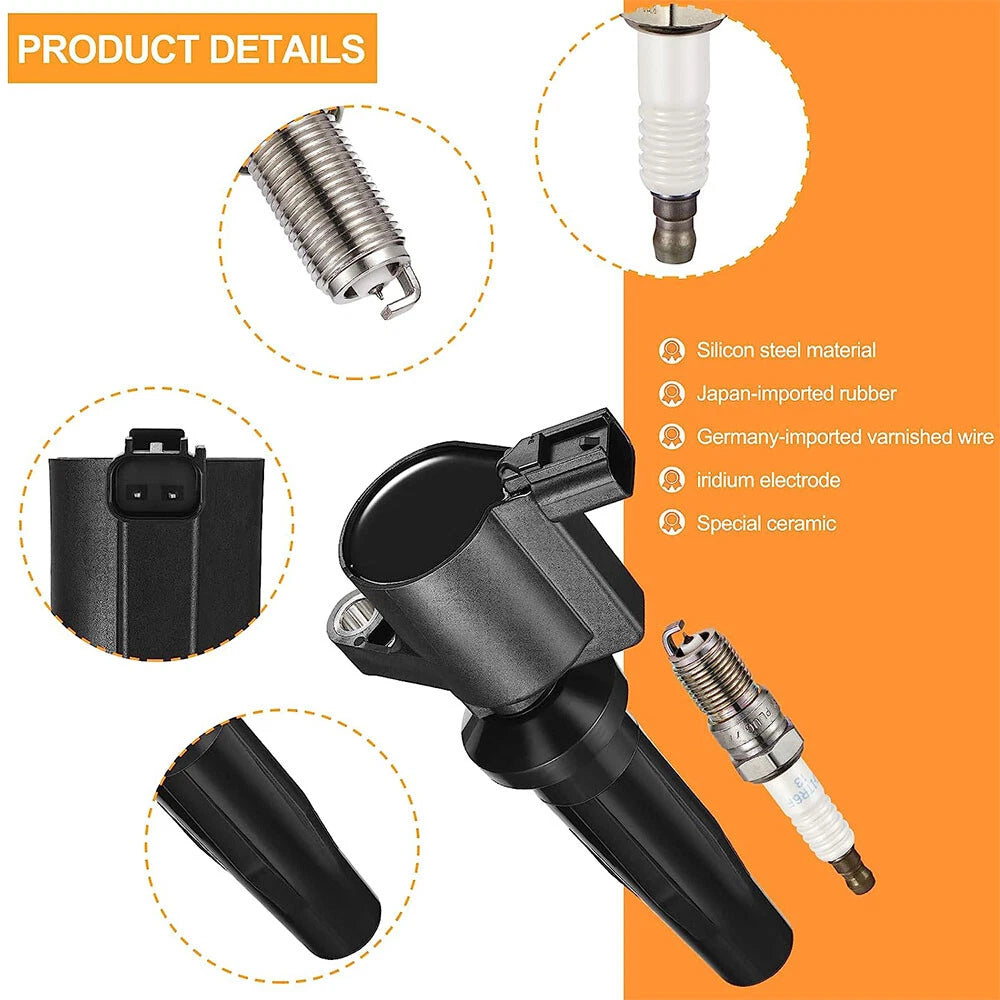 Set of 4 Ignition Coils & Spark Plugs for Ford Escape Transit Focus (2001-2019)