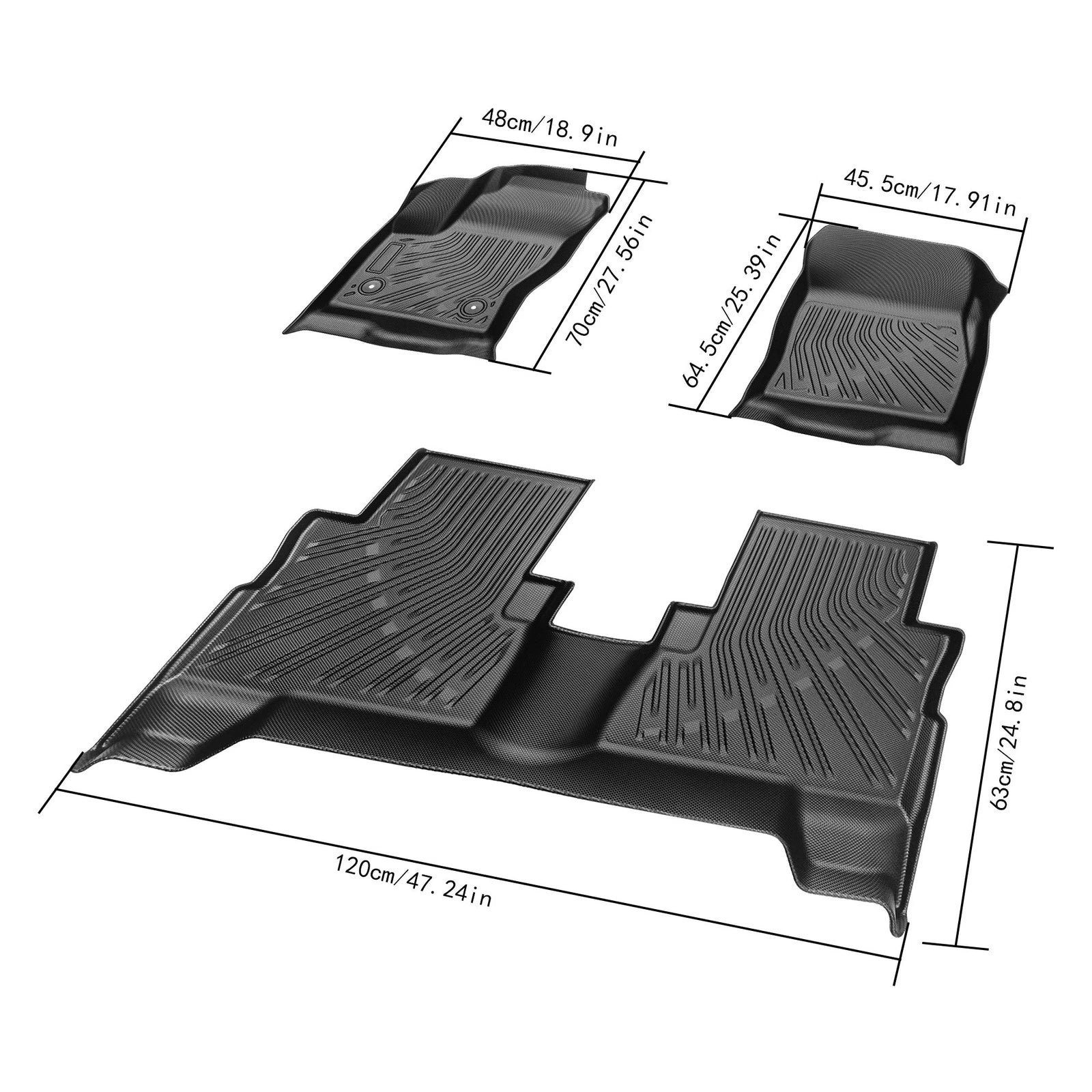Set of 3 All Weather Floor Mats for Ford Escape (2013–2019), C-Max (2013–2018)