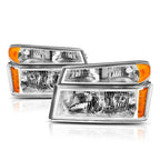 Bumper Headlight Lamps for Chevy Colorado/GMC Canyon (2004–2012) Amber Chrome