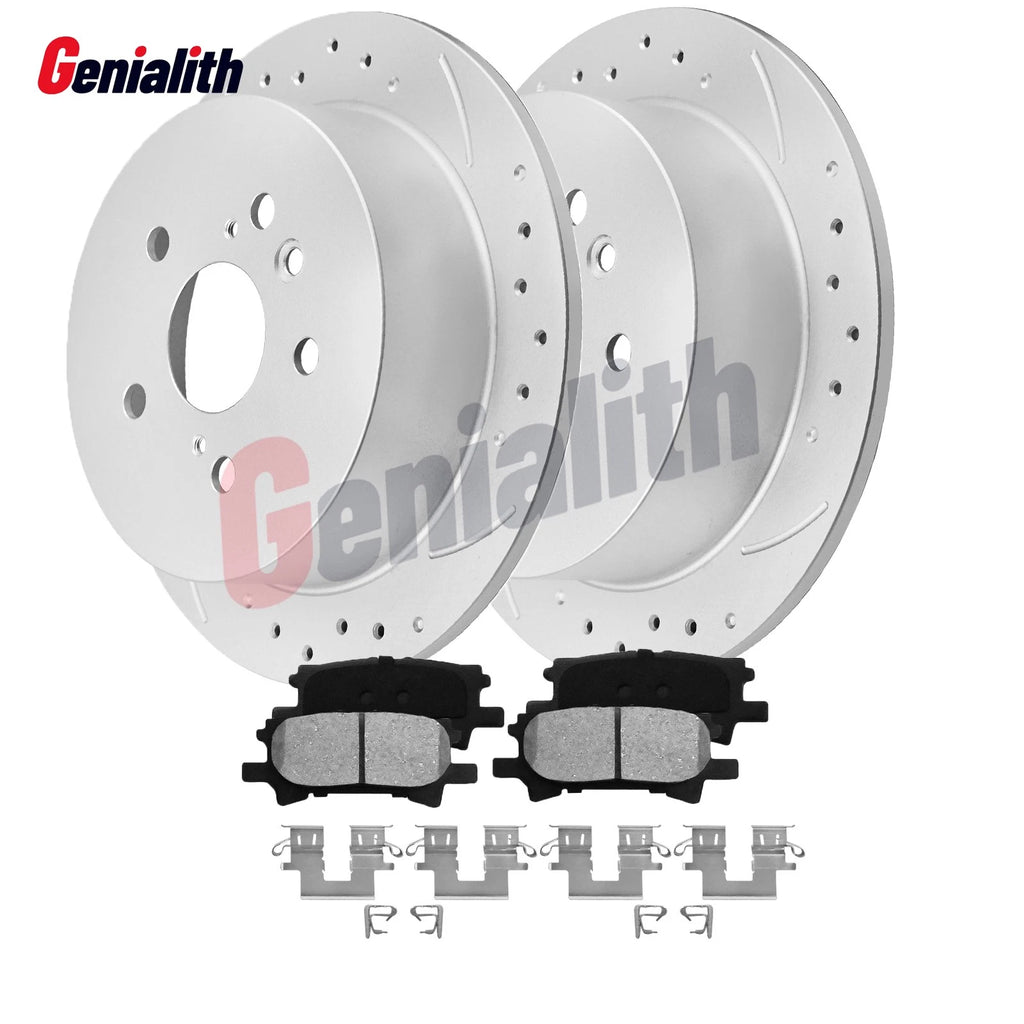 Set of 2 Rear Brake Rotors & Ceramic Pads for Toyota Highlander Lexus (2004–2007)