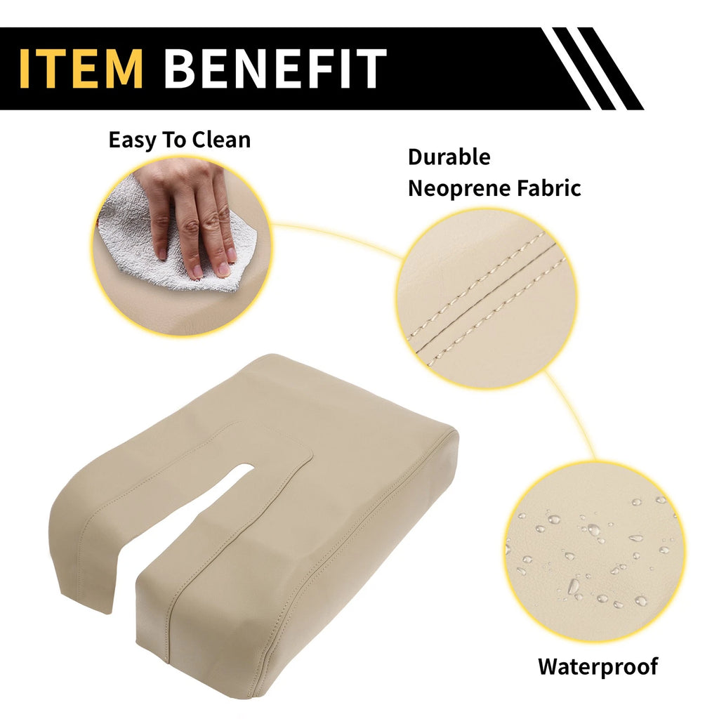 Center Console Lid Armrest Cover for Toyota Tundra (2007–2021) Microfiber Leather Beige