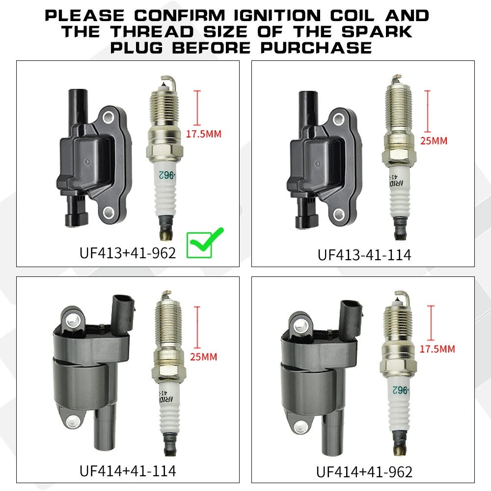8X UF413 Ignition Coils + 41-962 Spark Plugs + Wires for Chevy