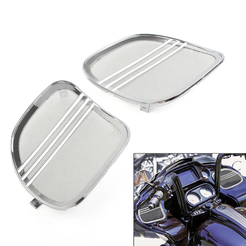 Chrome Speaker Grills Cover Trim for Harley Road Glide (2015-2022)