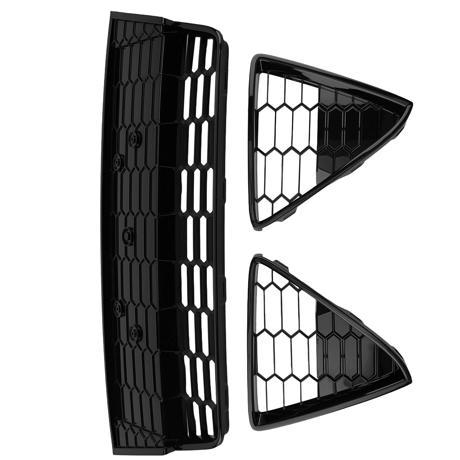 Front Bumper Grille for Ford Focus (2012-2014) Black ABS Plastic