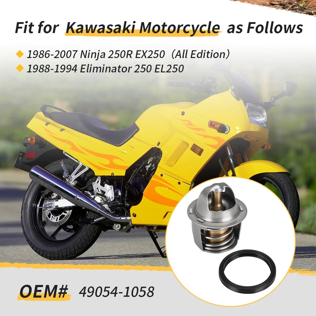 Thermostat and Gasket for Kawasaki Eliminator 250 (1988–1994) EL250 EL250B