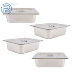 Set of 4 Steam Table Hotel Pans with Lid 4" Deep for Standard Utensils