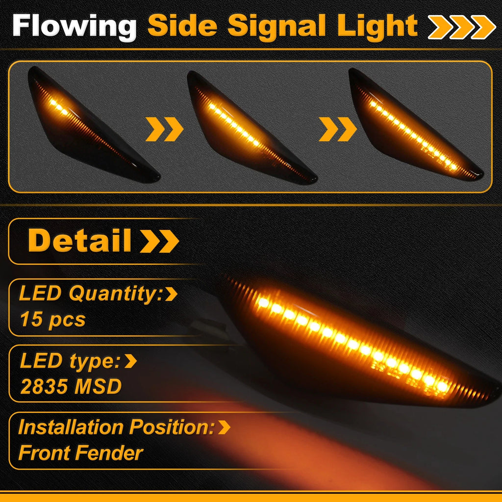 Side Marker Fender Light 63237271008 for BMW X3 F25 (2011–2017) Smokey Lens 1 Pair