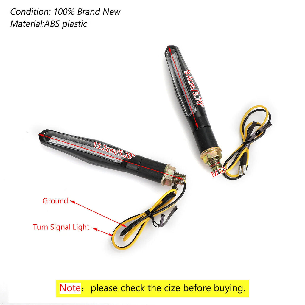 2X M10 Sequential Flowing LED Turn Signal Lights for Motorcycle