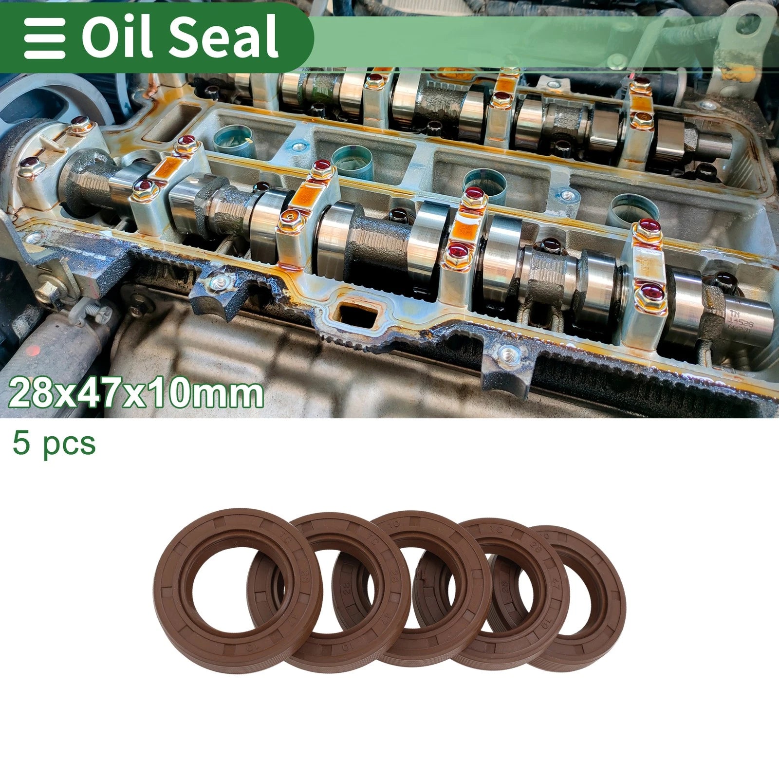 Set of 5 Oil Seals FKM Rubber 28x47x10mm for Various Models 