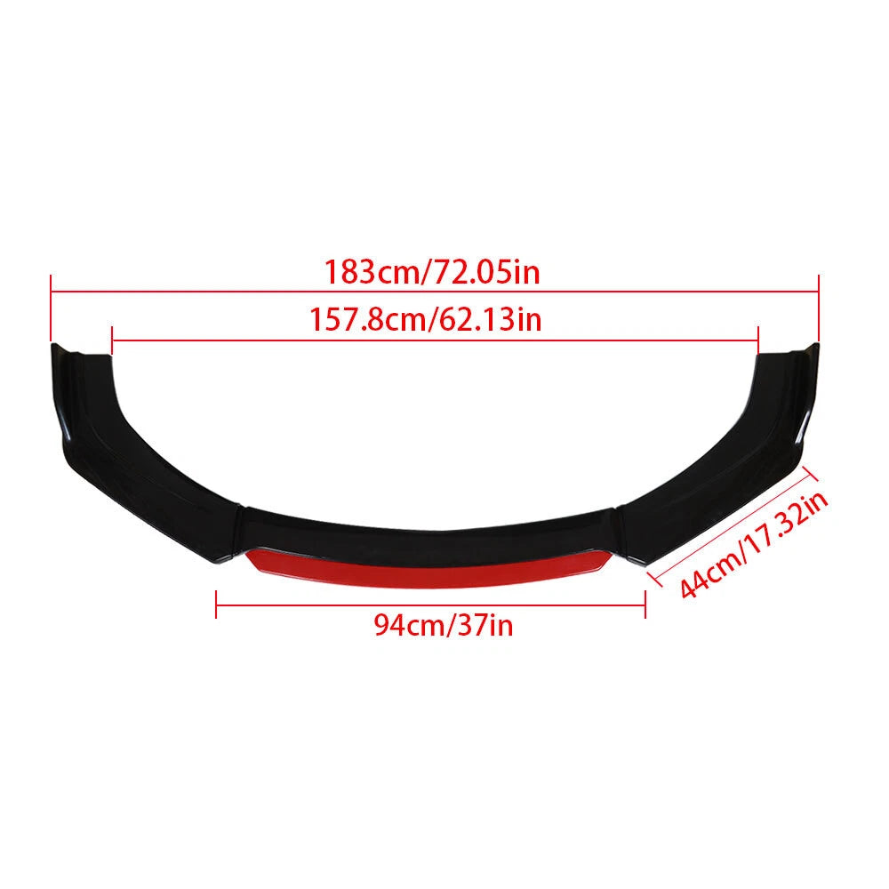 Glossy Front Bumper Lip Spoiler Splitter for Universal Cars (2 Layer)