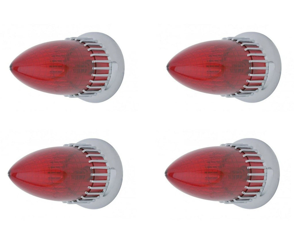 Set of 4 Tail Light Assemblies Style Flush Mount for 1959 Cadillac (Red)