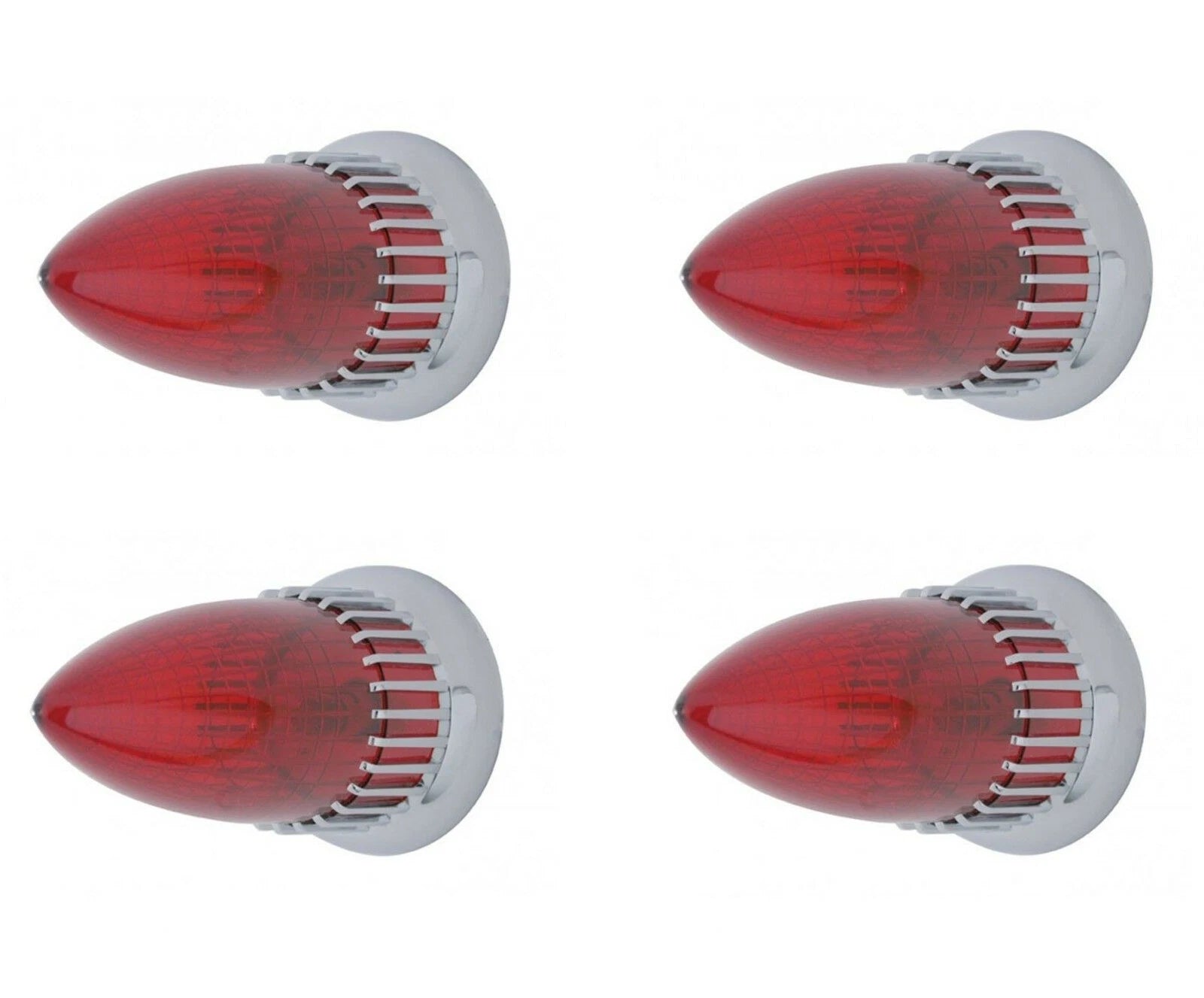 Set of 4 Tail Light Assemblies Style Flush Mount for 1959 Cadillac (Red)