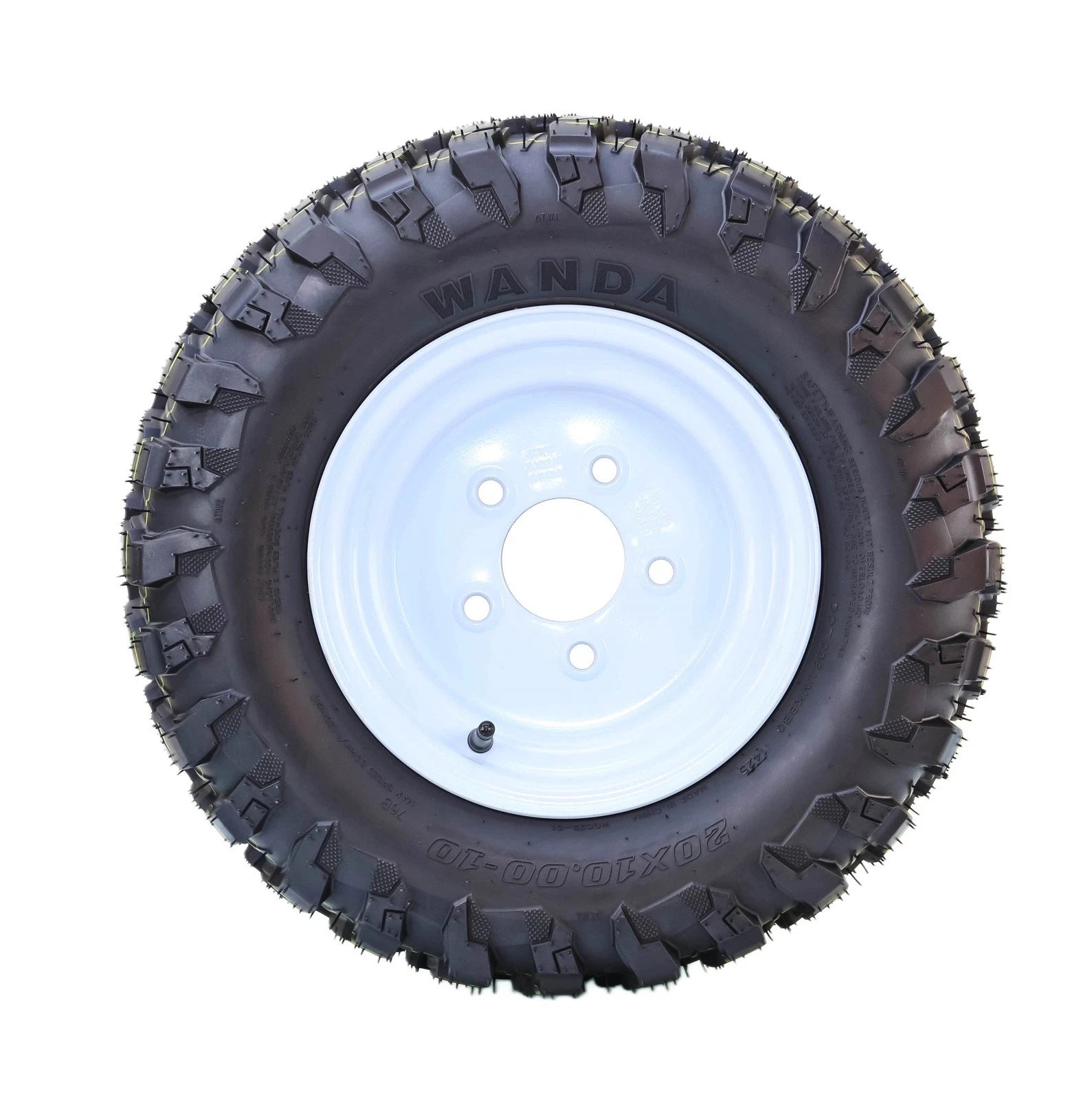 Set of 4 Wanda Golf Cart Tires & Wheels 20X10-10 4-Ply 5X4.5" White Wheel