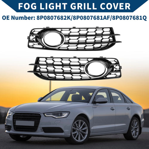 1 Pair Front Fog Light Grill for Audi A3 (2009–2012) No. 8P0807682K/8P0807681AF