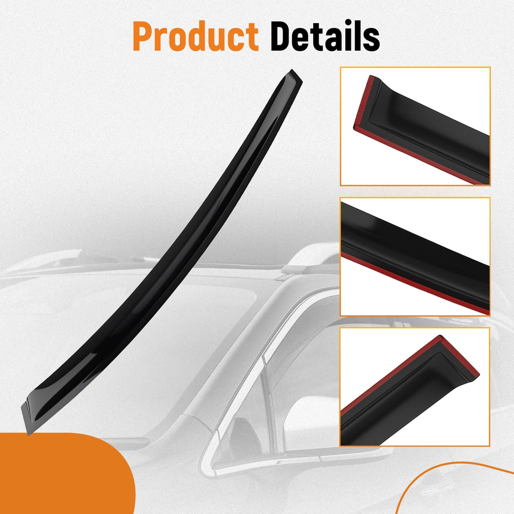 Set of 4 Rain Guards Window Visors for KIA RIO K2 Sedan (2011–2017) Black