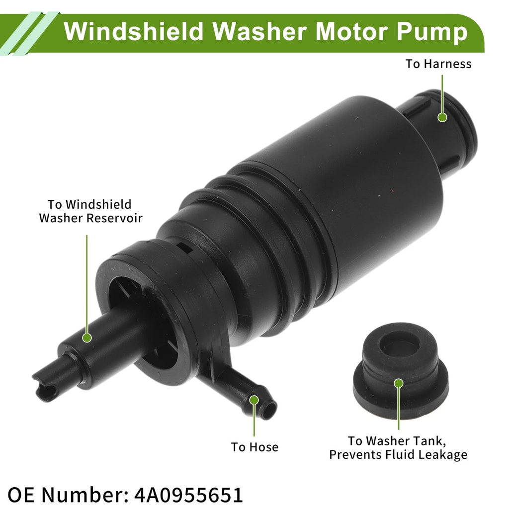 Windshield Washer Pump w/Grommet for Audi 100 (1983–1991) No. 4A0955651