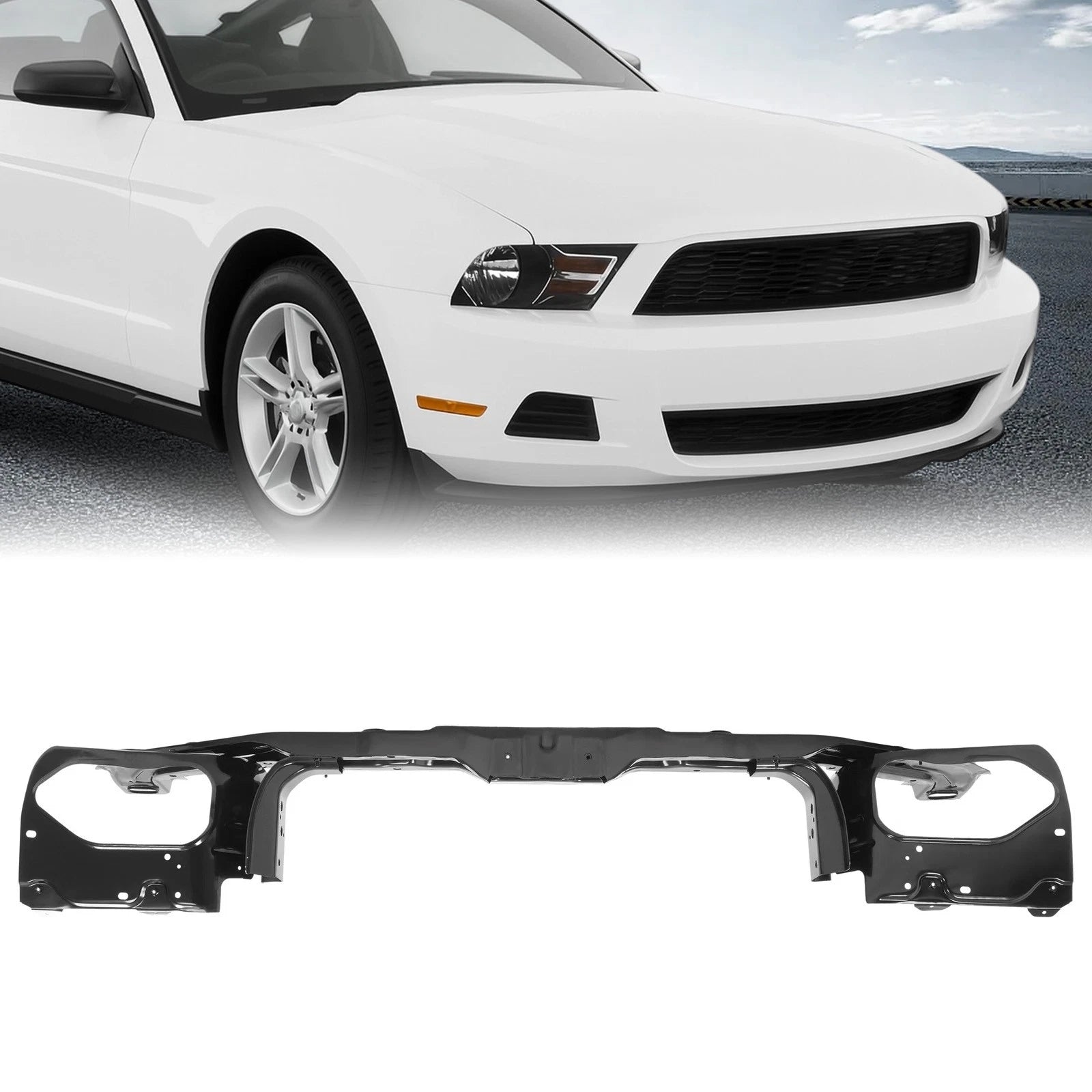 Black Steel Radiator Support Upper Tie Bar for Ford Mustang (2010–2014)