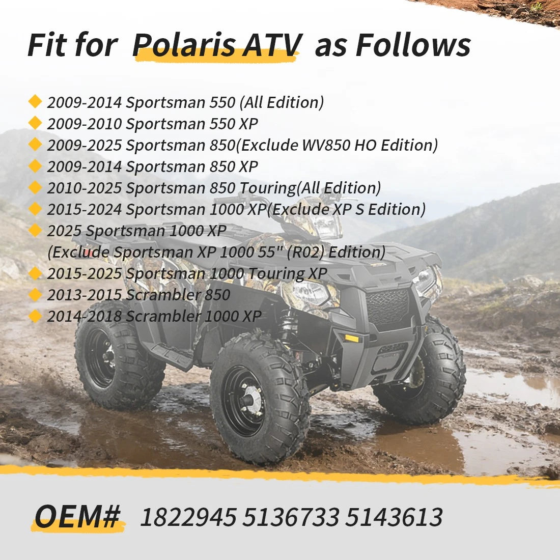 Front Left Steering Knuckle & Bearing Kit for Polaris Sportsman 550 850 1000 XP (2010–2023)