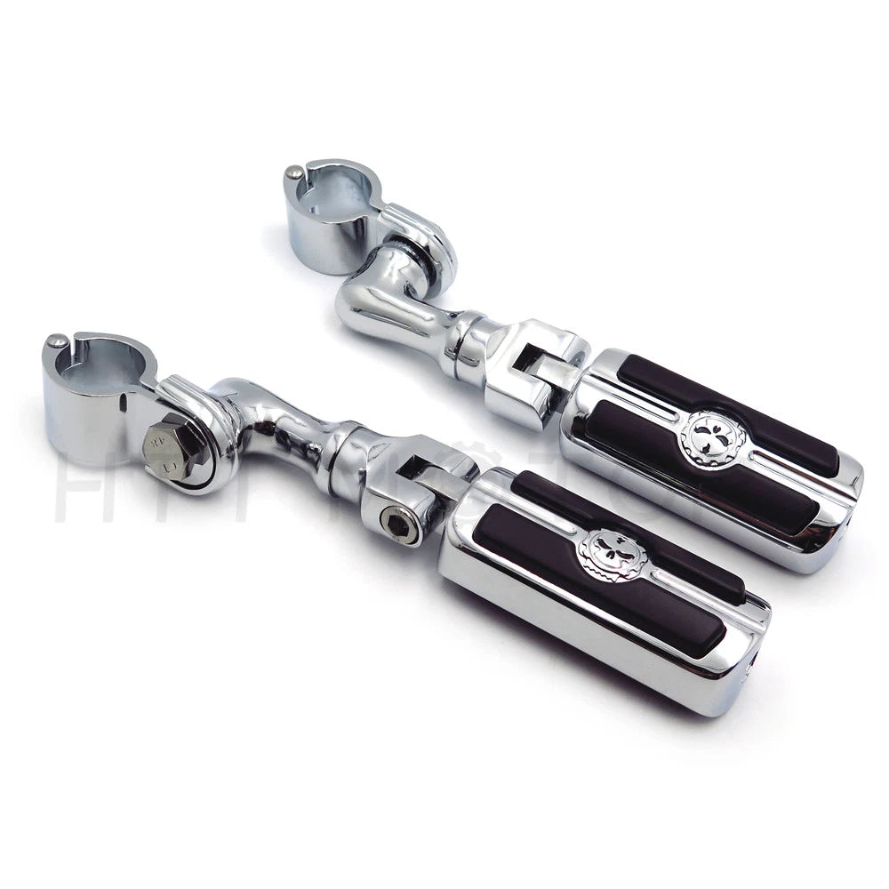 Chrome 25mm Gear Skull FootPeg for Honda GoldWing, Kawasaki, Suzuki, Triumph